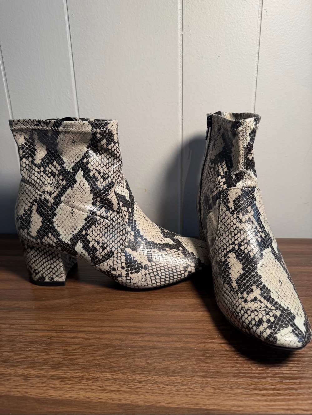 Time and Tru Black & Cream Ankle Booties